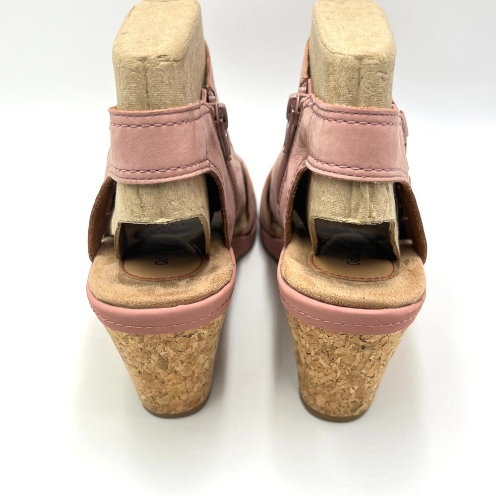 9.5W 9.5 WIDE WIDTH Cobb Hill Womens Janna Pink Leather Wedges‎ Sandals Shoes - Picture 7 of 15